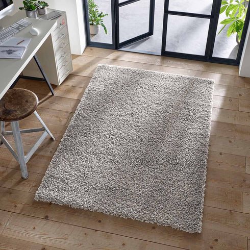 Shaggy Teppich | Flauschiger Langflor fürs Wohnzimmer, Esszimmer, Schlafzimmer oder Kinderzimmer | Grau